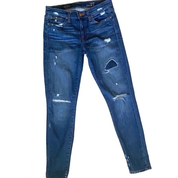 J. Crew High Distressed Toothpick Miller Wash Skinny - Picture 3 of 9